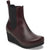 Front angled view of Women's Birkenstock Ebba Slip On Wedge Boot in Zinfandel brown leather