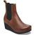 Front angled view of Women's Birkenstock Ebba Slip On Wedge Boot in black and cognac leather