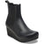 Front angled view of Women's Birkenstock Ebba Slip On Narrow Wedge Boot in black leather