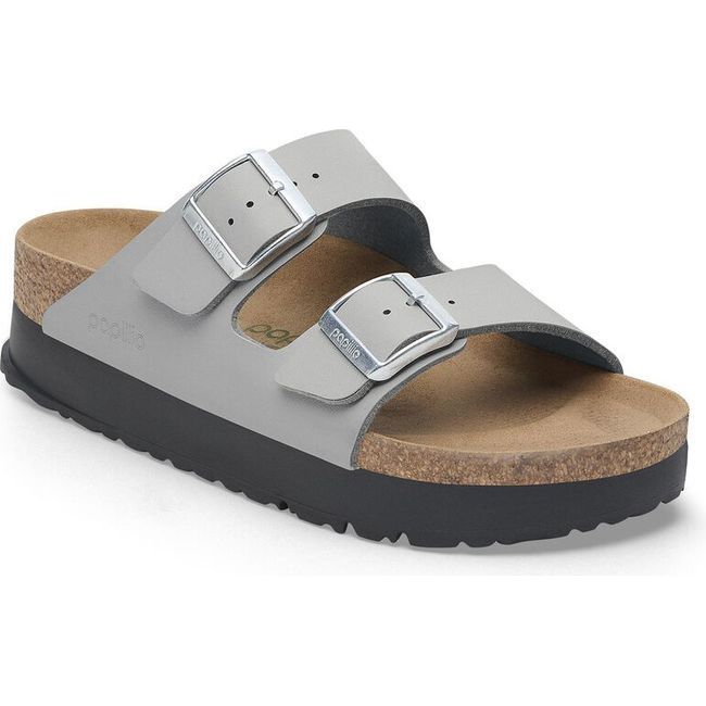 Birkenstock Women's Arizona Flex Platform Birko-Flor Stone Coin Narrow Sandal 1028439