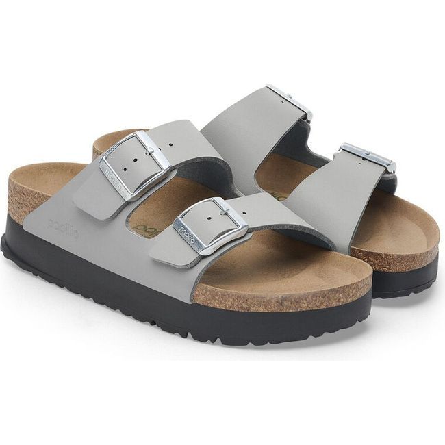 Birkenstock Women's Arizona Flex Platform Birko-Flor Stone Coin Narrow Sandal 1028439