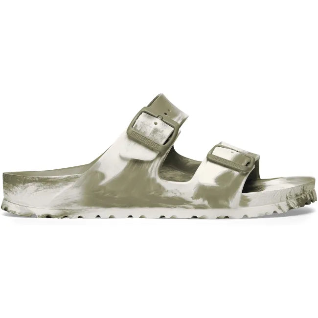 Lateral side of Birkenstock Unisex Arizona EVA Sandal in Khaki/Eggshell