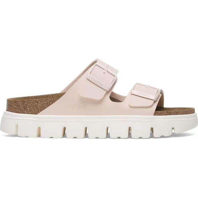 Lateral side of Birkenstock Women's Arizona Chunky Narrow Sandal in light rose