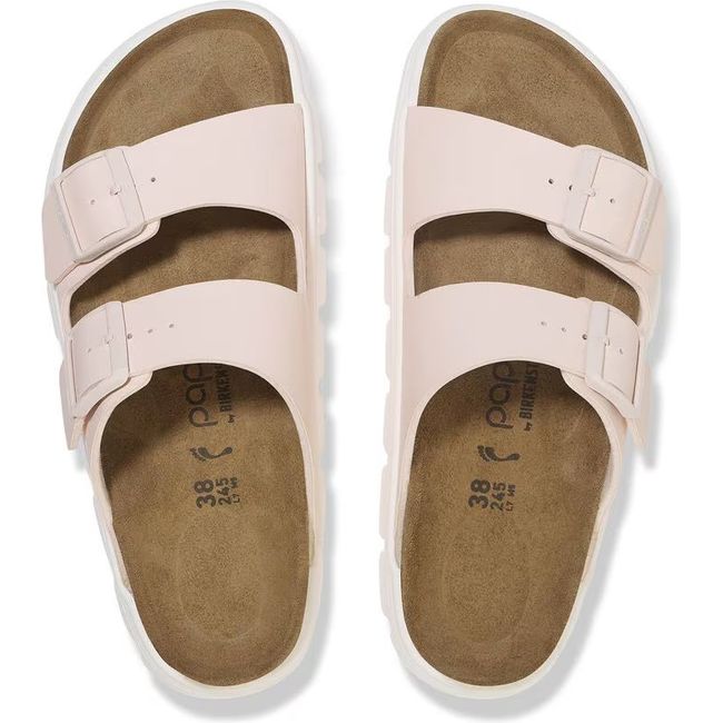 Top down view of Birkenstock Women&#39;s Arizona Chunky Narrow Sandals in light rose