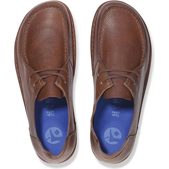 Top down view of Birkenstock Men's Utti Lace Moccasins in Roast Brown Leather