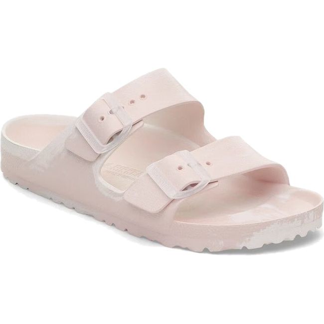 Front angled view of Bikenstock Women&#39;s Arizona EVA Narrow Sandal in light rose