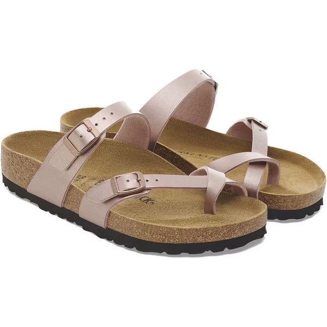 Pair of Birkenstock Women&#39;s Mayari Birko-Flor Sandals in copper