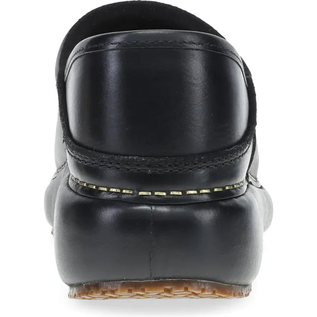Dansko Platform Pro clog in black burnished nubuck, back view