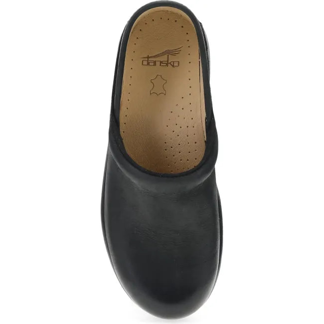 Dansko Platform Pro clog in black burnished nubuck, top view