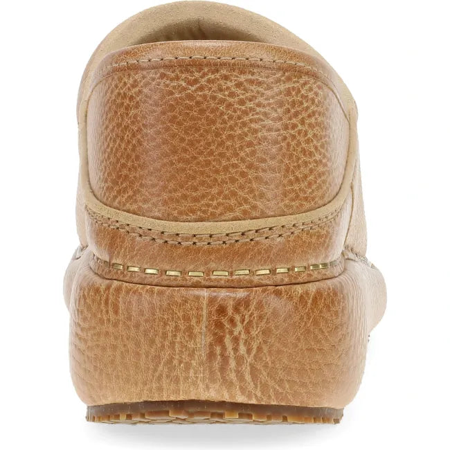 Dansko Platform Pro clog in honey distressed leather, back view