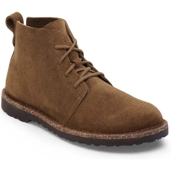 Front angled view of Birkenstock Unisex Uppsala Mid Suede Boot in Dark Tea