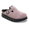 Front angled view of Birkenstock Women's Boston Chunky Platform Clog in Faded Purple