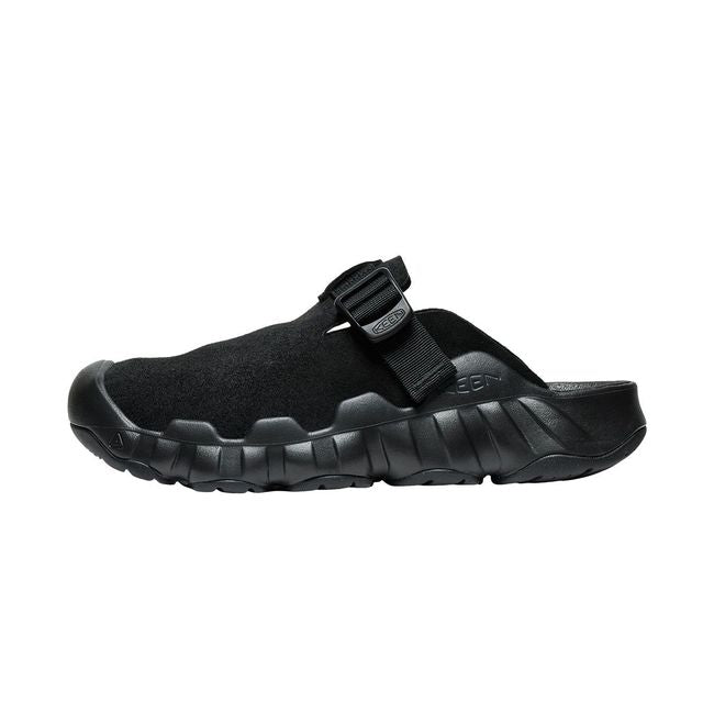 Medial side of Keen Men's Hyperport Leather Clog in All Black