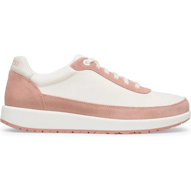 Lateral side of Birkenstock Unisex Honnef City Suede and Textile Sneaker in Pink Clay/Eggshell