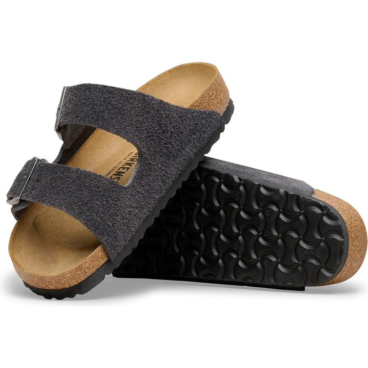 Outsole of Birkenstock Unisex Arizona Suede Sandal in Charcoal