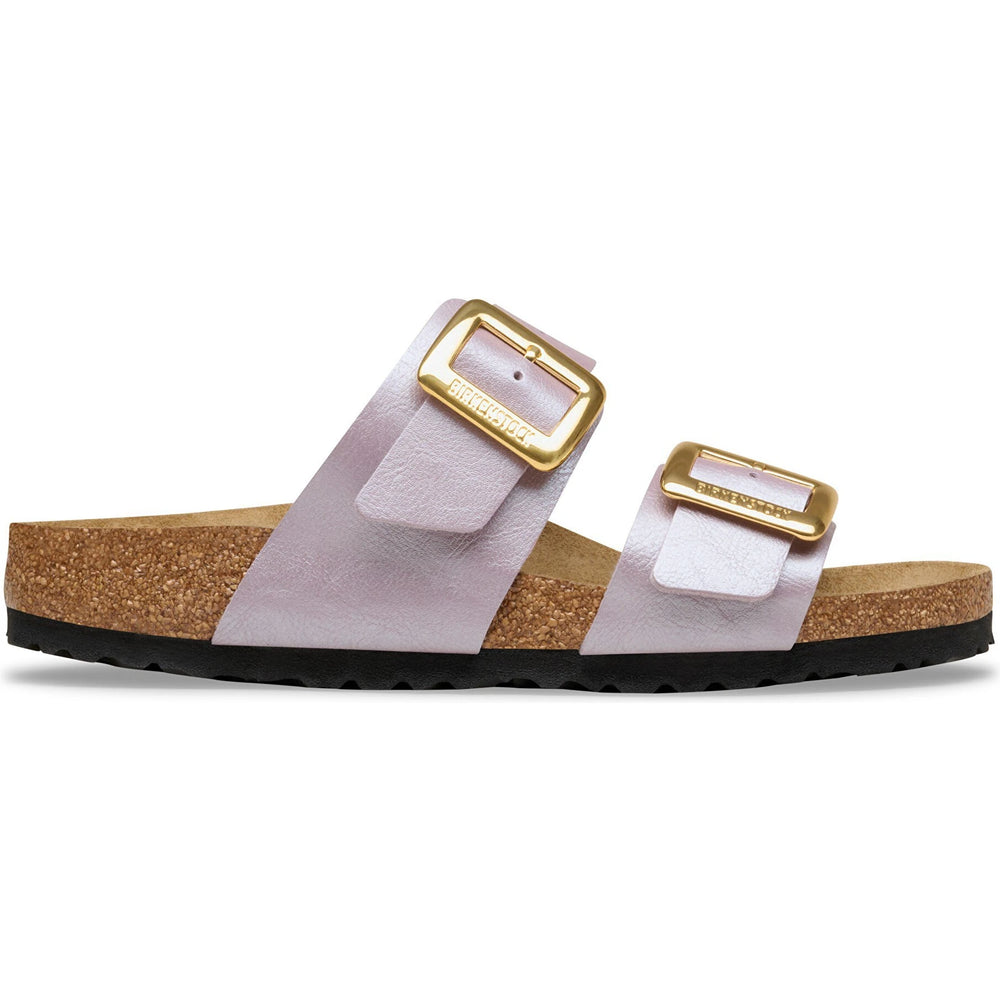 Lateral side of Birkenstock Women's Sydney Luxe Buckle Birko-Flor Sandal in Graceful Orchid
