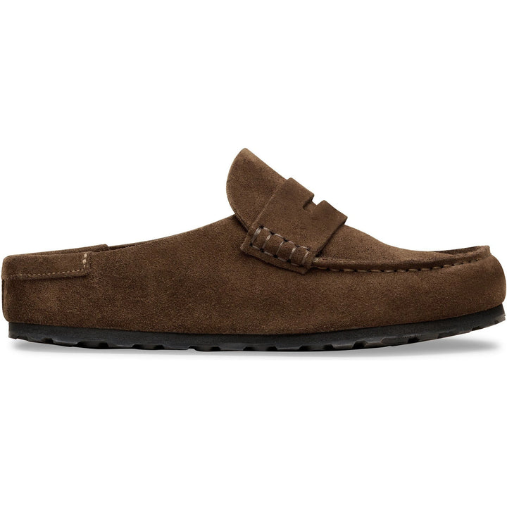 Lateral side of Birkenstock Unisex Naples Wrapped Suede Clog in Carafe
