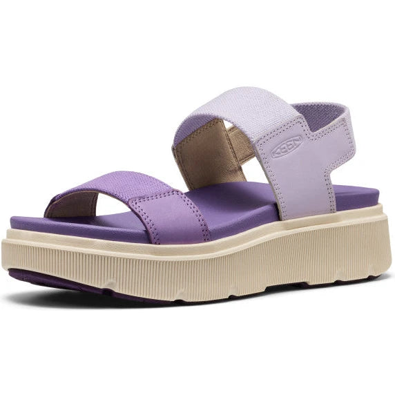 Front angled view of Keen Women's Elle Mila Backstrap Sandal in Thistle Purple Haze