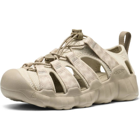 Front angled view of Keen Kids' Hyperport H2 Sandal (Big Kid) in Birch Plaza Taupe