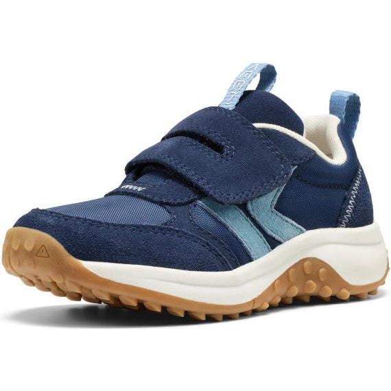 Front angled view of Keen Kids' KS86 Sneaker (Little Kid) in Naval Academy Coronet Blue