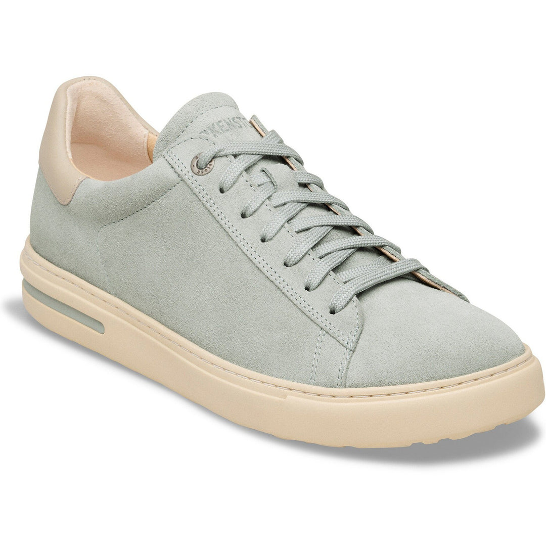 Birkenstock Unisex Bend Low Suede Sneaker in Pure Sage/Oyster Sde - three-quarter view