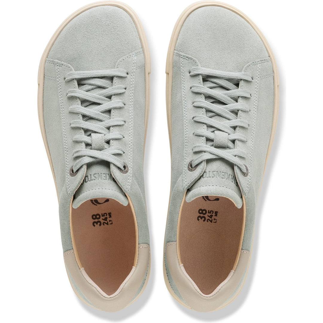 Top down view of Birkenstock Unisex Bend Low Suede Sneakers in Pure Sage/Oyster