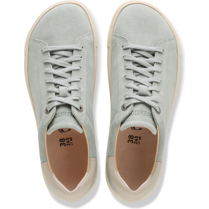 Top down view of Birkenstock Unisex Bend Low Suede Sneakers in Pure Sage/Oyster