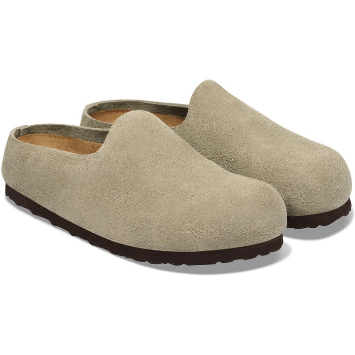 Birkenstock Unisex Amsterdam Wrapped Suede Clog in Taupe Suede - pair view