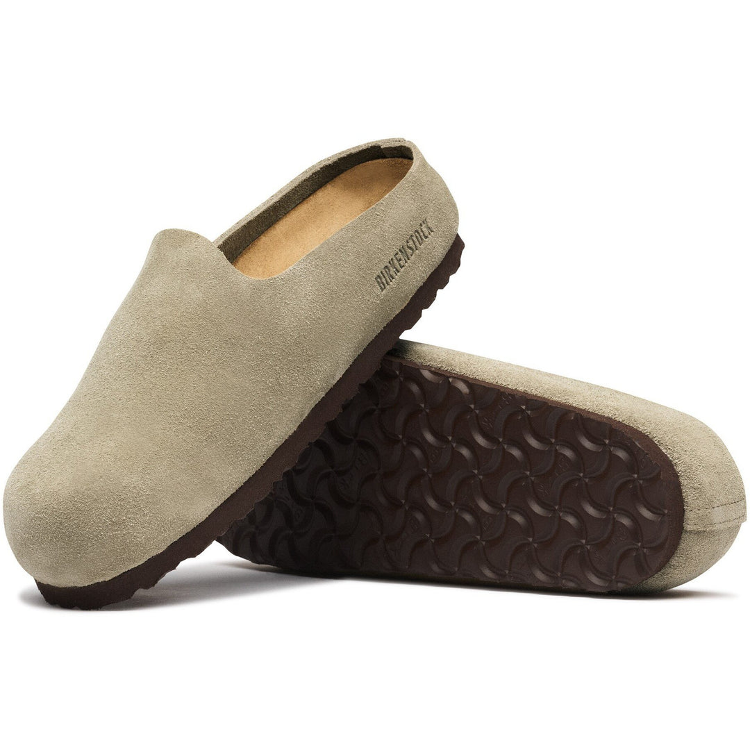 Birkenstock Unisex Amsterdam Wrapped Suede Clog in Taupe Suede - sole view
