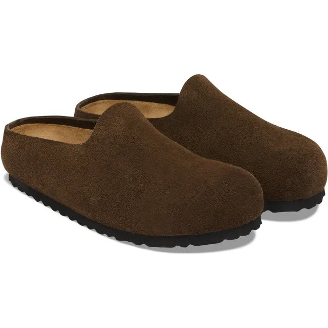 Pair of Birkenstock Unisex Amsterdam Wrapped Suede Clogs in Carafe