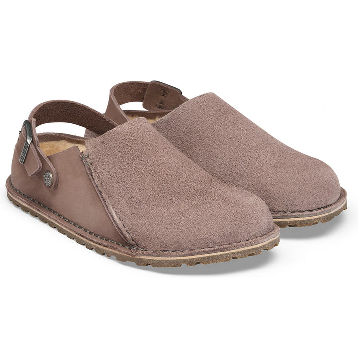 Pair of Birkenstock Unisex Lutry Premium Shearling Clogs in Faded Purple