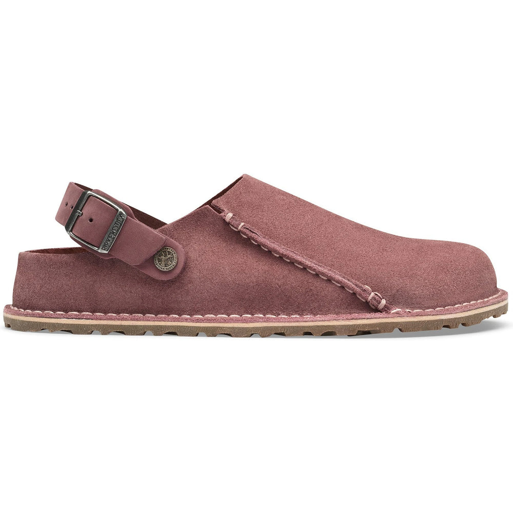 Lateral side of Birkenstock Unisex Lutry Premium Suede Clog in Pepper