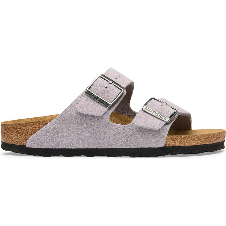 Lateral side of Birkenstock Unisex Arizona Suede Sandal in Lavender Sky
