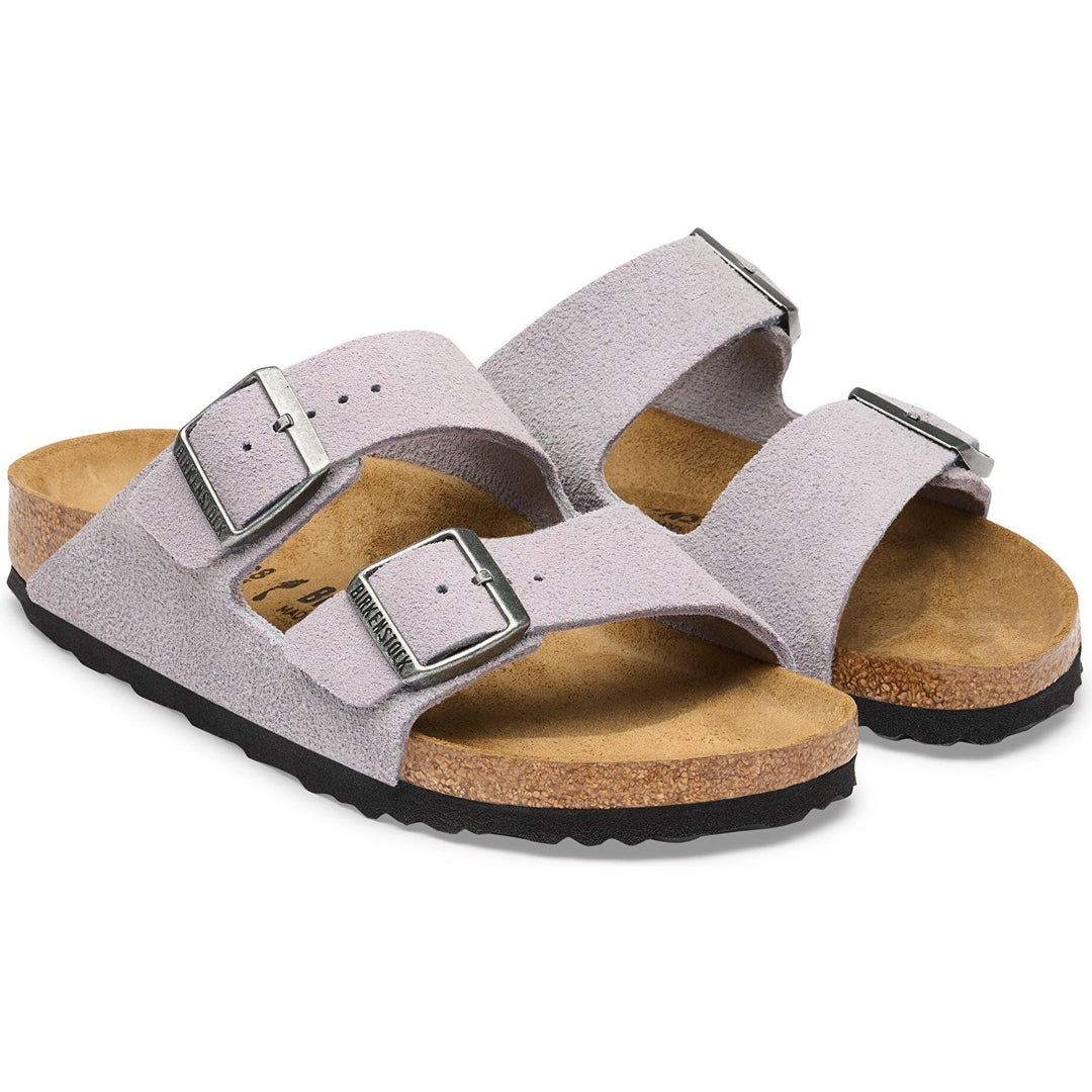 Pair of Birkenstock Unisex Arizona Suede Sandals in Lavender Sky