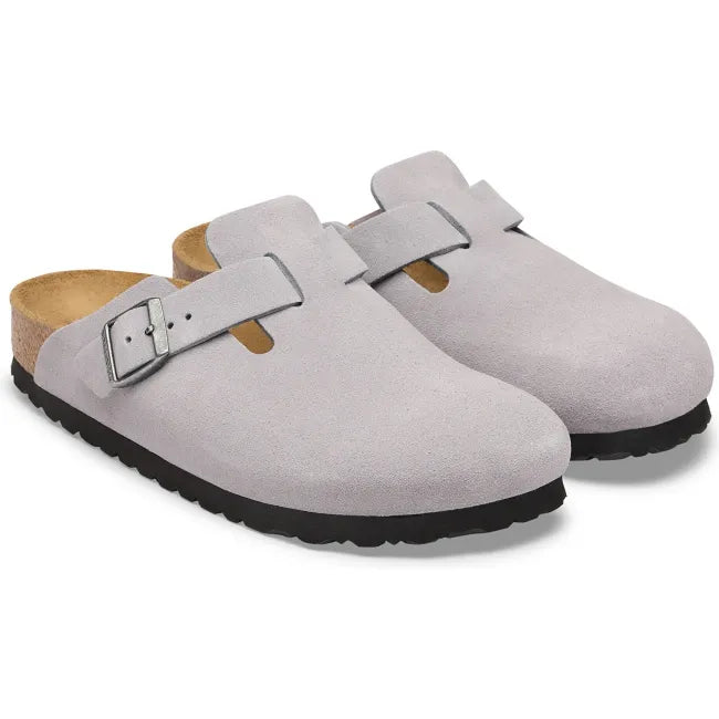 Pair of Birkenstock Unisex Boston Suede Clogs in Lavender Sky