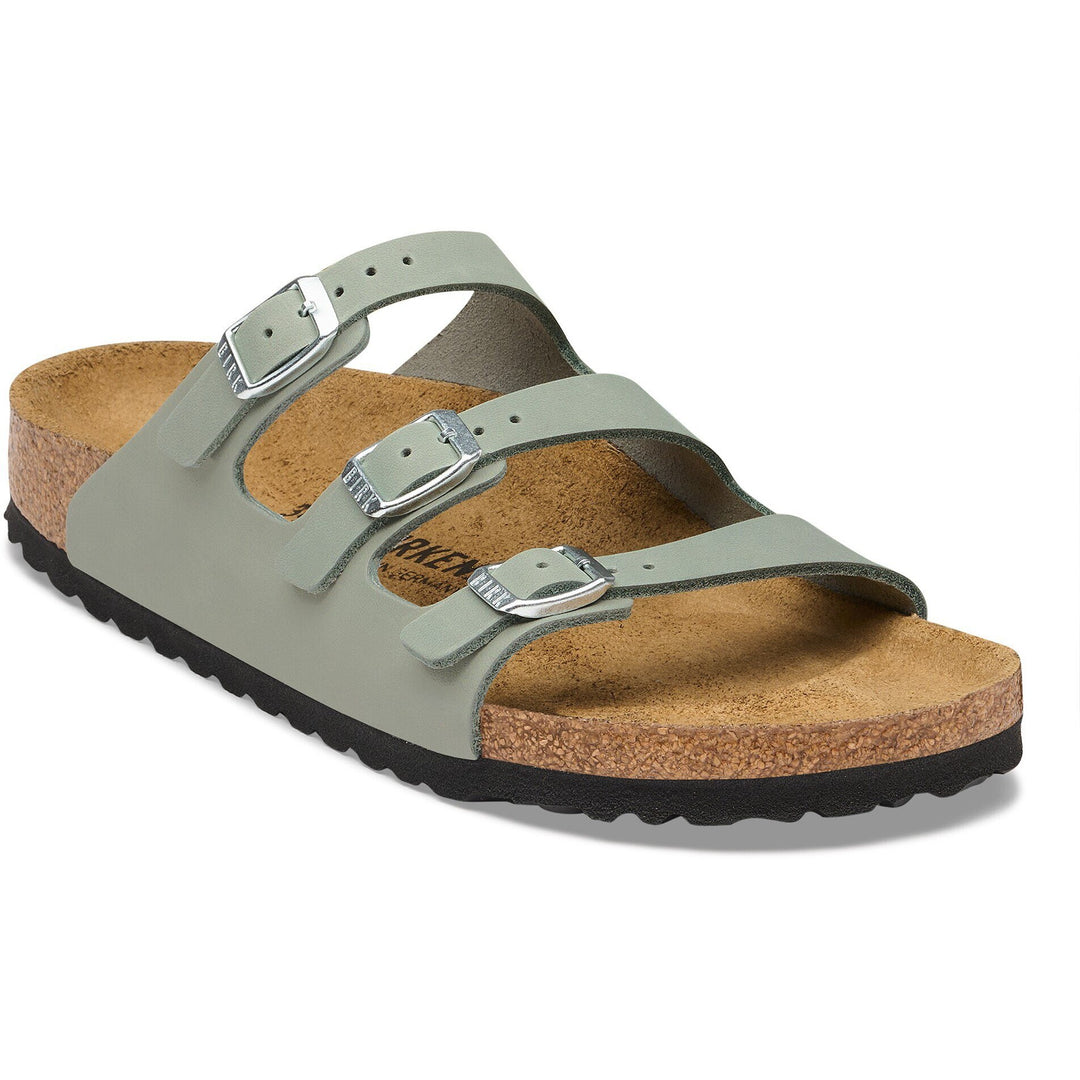 Birkenstock Women's Florida Fresh Oiled Leather Sandal in Pure Sage Oiled Leather - three-quarter view