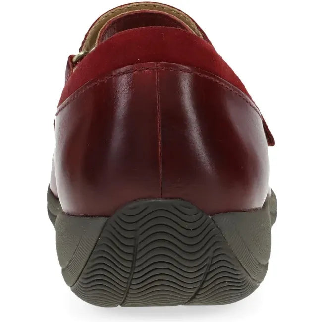 Dansko Stacy Mary Jane in red waxy burnished leather, back view