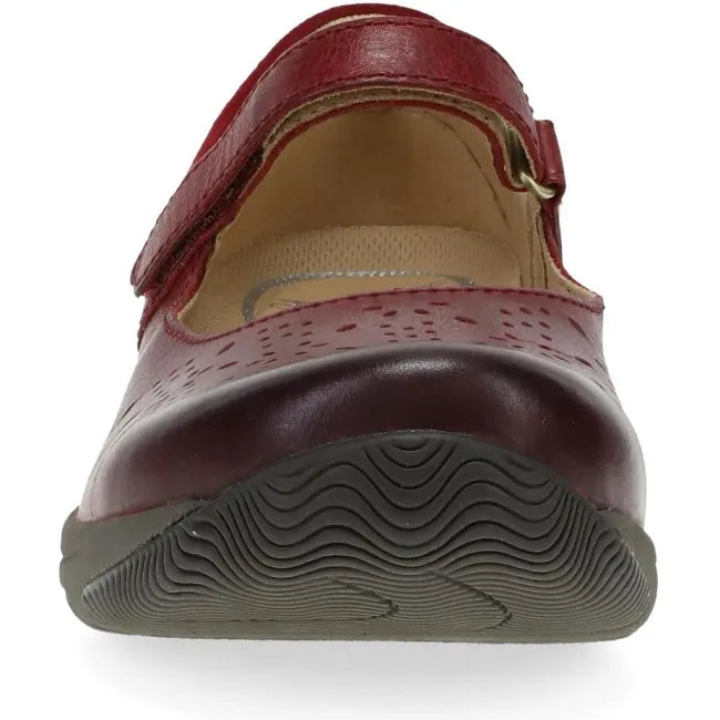 Dansko Stacy Mary Jane in red waxy burnished leather, front view