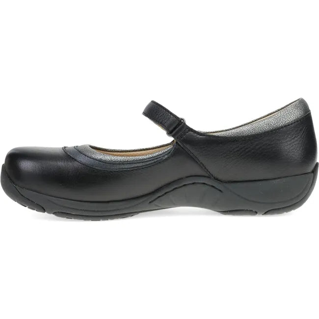 Dansko Women's Stacy 2.0 Mary Jane Shoe in black leather, side view
