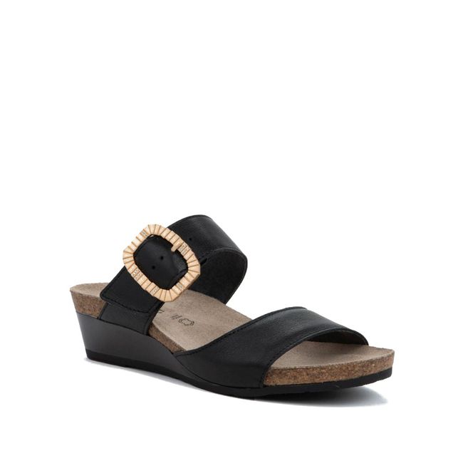 Naot Women's Magic Luxe Slide Sandal in Black Leather