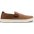 Lateral side of Men's Olukai Laeahi Kapa slip on shoe in brown with a white sole