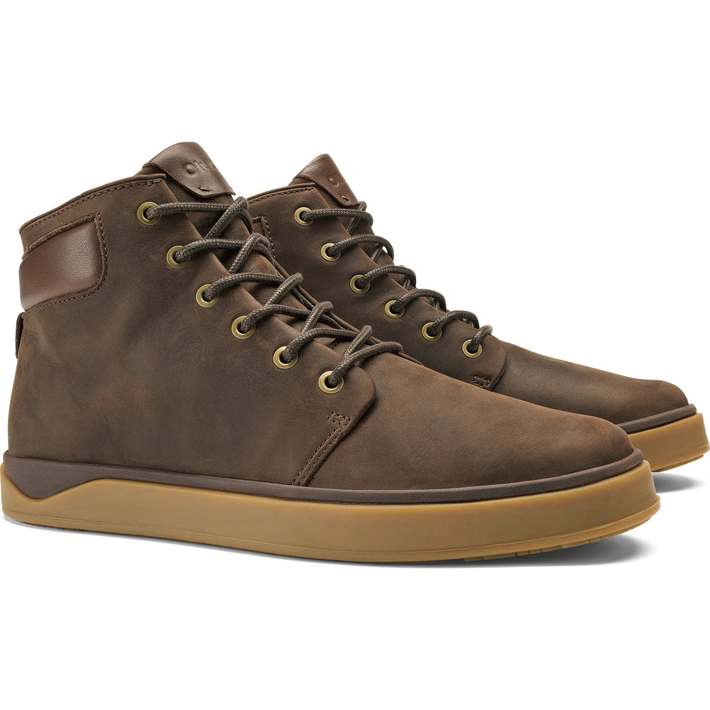Pair of Olukai Men's Kekaha Boots in Dark Java/Toffee