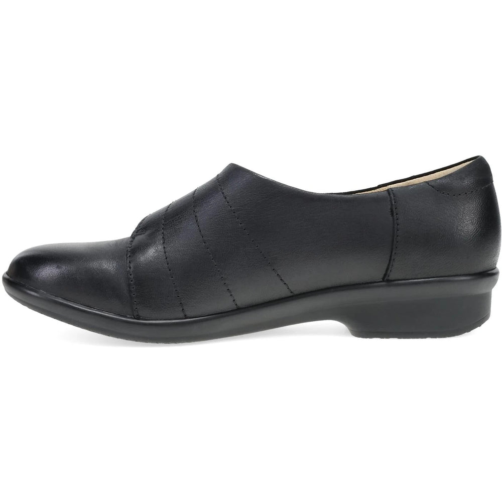 Dansko Women's Chelsie Shoe in black leather, side view