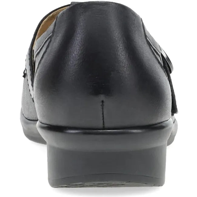 Dansko Constance T-strap shoe in black leather, back view