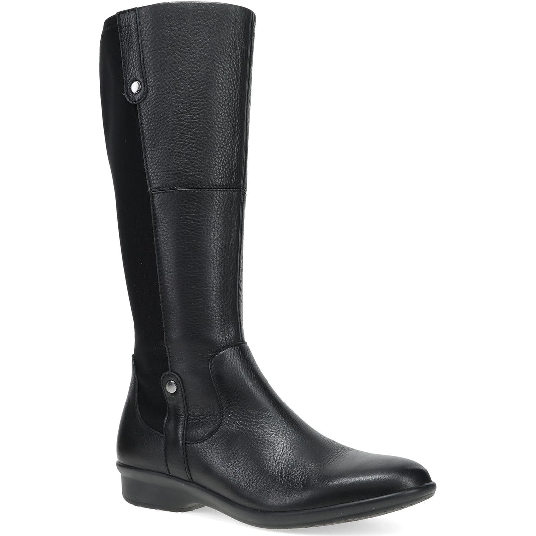 Front angled view of Women's Dansko Carissa Tall Boot in Black