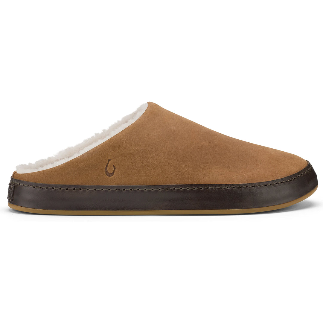 Side of Olukai Men's Loli'i Slipper in Toffee/Dark Java