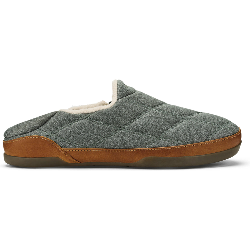 Olukai Men's Puku'i Slipper in Ash with the heel folded down