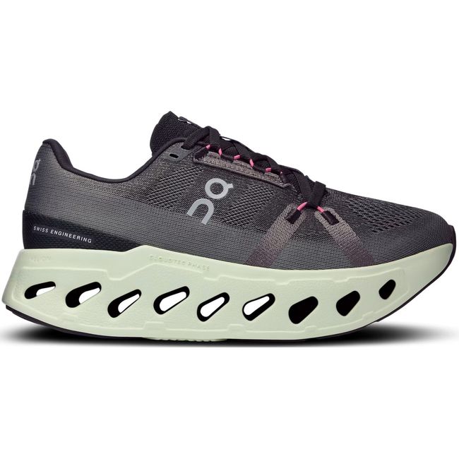 Lateral side of Women's On Running Cloudeclipse Running Shoe in Gray Rock and Lima Green