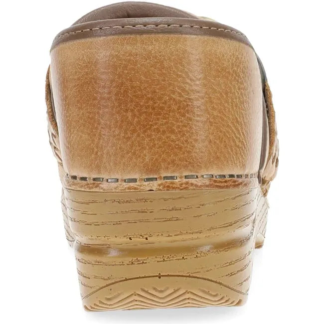 Dansko Pro Braided clog in honey leather, back view