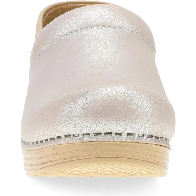 Dansko Professional clog in pearl metallic leather, front view